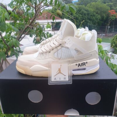 Sỉ giày Nike Air Jordan 4 X Off White "Sail" Kem replica