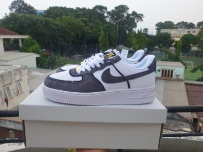 Giày Air Force One Black White Suede Gold
